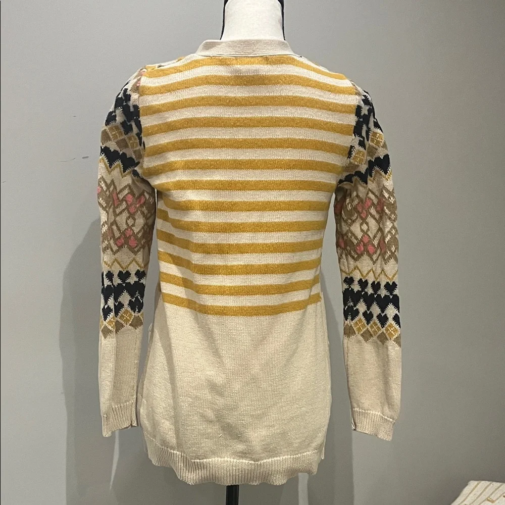 Anthropologie Yellow and Cream Striped Cardigan - Picture 3 of 5